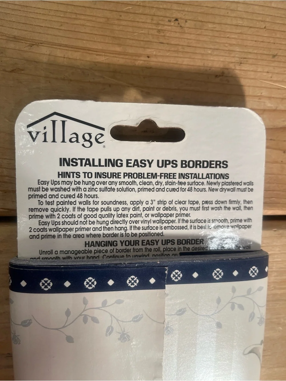 Easy Ups Self Adhesive Borders Wallpaper Blue White Teapot Cup Floral VTG New